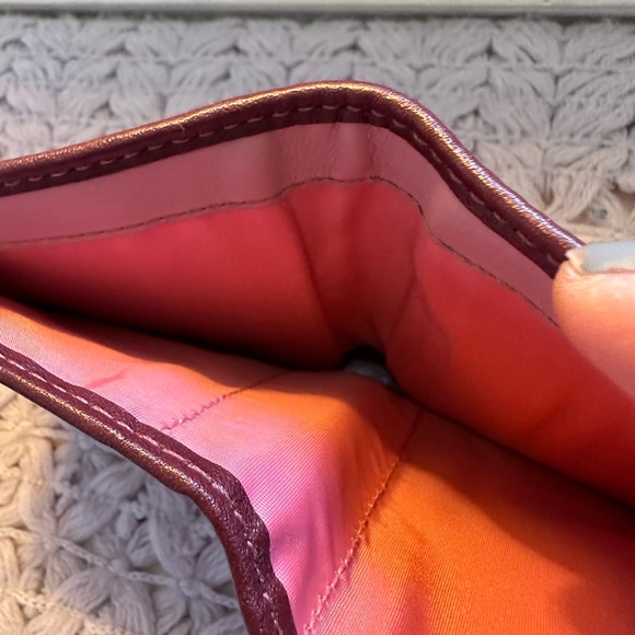 Authentic Coach Signature Satin & Leather Wallet in Beautiful Burgundy & Pink! - Picture 4 of 10
